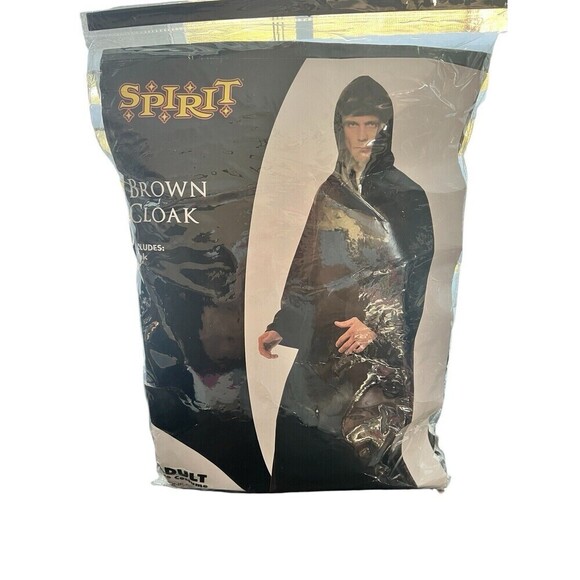 Spirit Halloween Brown  Cloak Adult One Size IN PACKAGE 100% Polyester - Picture 4 of 7